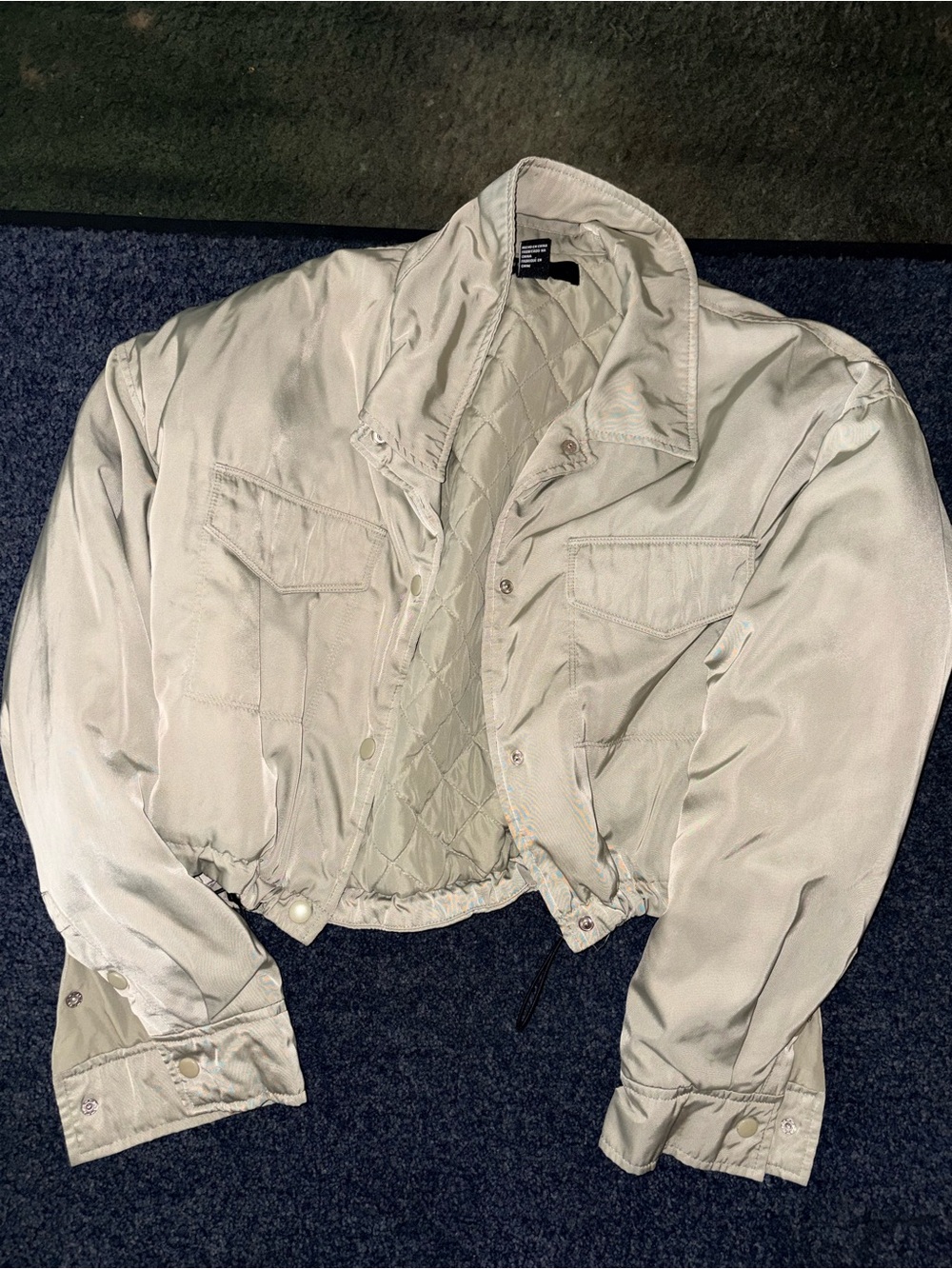Forever 21 Light Cream Quilted Bomber Jacket